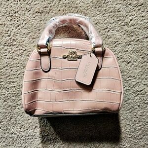 Coach Mini Pink Croc-Embossed Satchel